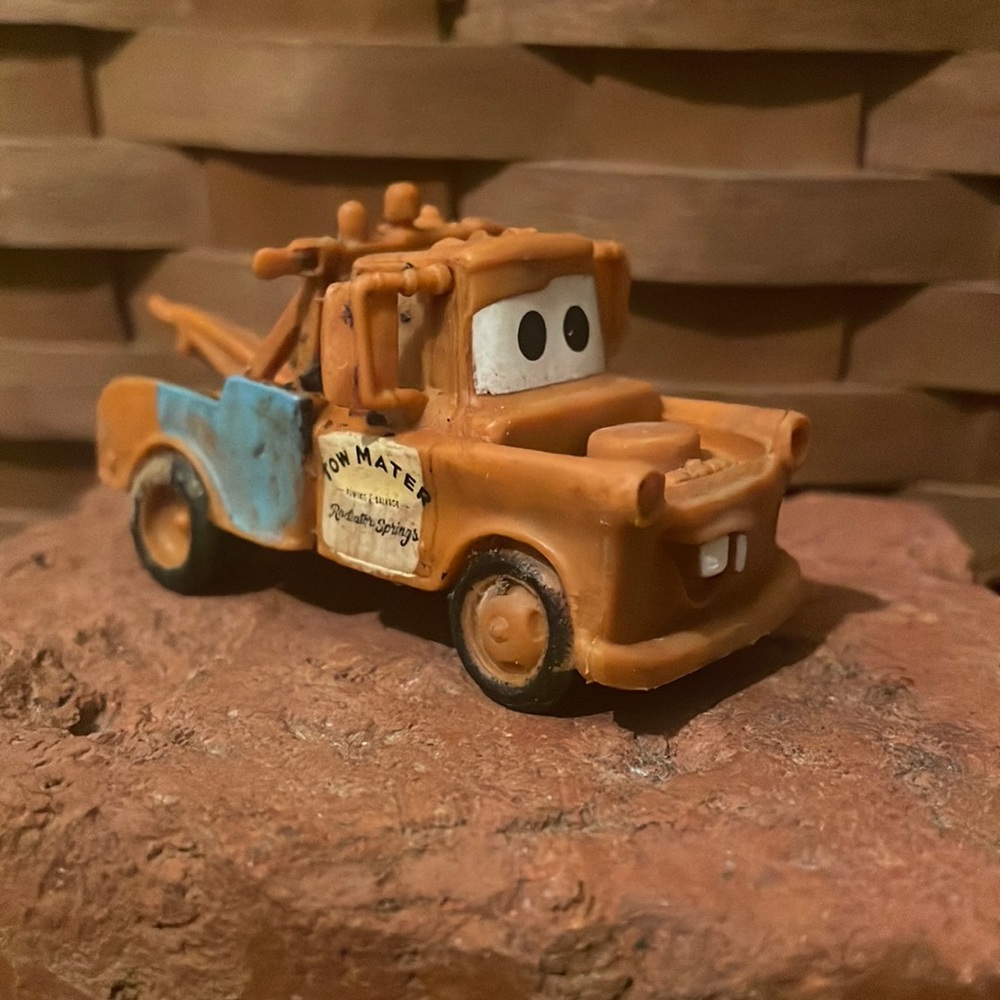 Lil mater 
Disney Pixar Cars Tow Mater Truck Rubber.
In great condition